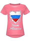 BEZLIT Mädchen WM 2018 T-Shirt Russia Wende-Pailletten Russland Herz 22737 Dunkelrosa Größe 140