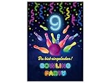 12 Einladungskarten zum 9. Kindergeburtstag Bowling Kegeln Jungen Mädchen coole Einladungen neunte Geburtstag Mädchengeburtstag Jungsgeburtstag