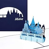 3D Pop Up Karte 'Mainz- Panorama mit Mainzer Dom & Altstadt' - einzigartige Grußkarte aus Rheinland-Pfalz - Städtekarte als Geburtstagskarte, Souvenir, Einladungskarte & Reisegutschein zum City Trip