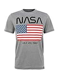 NASA Moon Landing Date USA Flag Light Grey T-Shirt Size XL by Re:Covered
