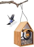 TWOCOZY Vogelhaus - Vogelfutterhaus zum Aufhängen [STRESSFREIE Reinigung] Wetterfestes Vogelhäuschen | Vogelfutterspender mit Regenschutz | Vogelfutterstation inkl. Fütterungsratgeb