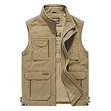 Yjrong Herren Reiseweste Outdoor Multi-Taschen Angelweste Ärmellose Jacke Atmungsaktiv Camping Jagd Fotografie Wandern W
