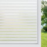 rabbitgoo Fensterfolie Streifen Sichtschutzfolie Fenster Selbstklebend Milchglasfolie Sichtschutz gestreifte Folie für Büro Anti-UV 44.5 x 150