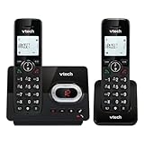 VTech CS2051 Schnurloses Telefon mit Anrufbeantworter und 2 Mobilteilen, ECO+ Modus, Seniorentelefon, Festnetz, Anrufblockierung, Freisprechfunktion, große Tasten, 1-zeilige Anzeige, Schw