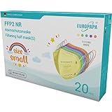 EUROPAPA® 20x FFP2 Maske S in Kleiner Größe Mundschutz Masken Atemschutzmasken 5-lagig hygienisch einzelverpackt EU 2016/425 (5 Farben)