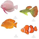 Numama Künstliche Fische für Aquarien, Dekoration für Aquarien, bunt, Dekoration, Landschafts-Ornamente, schwimmend, 4-teiliges Set