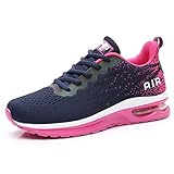 AFFINEST Damen Laufschuhe Sportschuhe Air Atmungsaktiv Turnschuhe rutschfest Leichte Schuhe Stoßfest Outdoor Mesh Sneaker Blau rosa 37