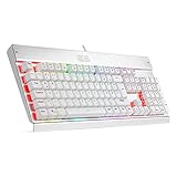 EagleTec KG010 Pro Mechanische Gaming Tastatur, LED RGB Beleuchtet, 104 Tasten, mit Braunen Schaltern Für PC Gamer und Büro, Deutsch QWERTZ (Weiß)