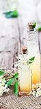 Glasbild Lemonade 30 x 80 cm | Wandbild Limonade | Küchenbild aus Glas | Stillleben Flaschen Limo Toskana Glasflasche Kräuter mediterran | Küche Deko Bild Frühling Wanddeko vintage