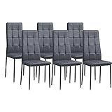 Albatros Esszimmerstühle 6er Set Rimini, Grau - Edles Italienisches Design, Kunstleder-Bezug, bequemer Polsterstuhl - Moderner Küchenstuhl, Stuhl Esszimmer oder Esstisch Stuhl