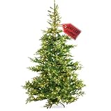 BoomDing Künstlicher Weihnachtsbaum mit Beleuchtung - extra naturgetreuer Tannenbaum (210 cm) inkl. stabilem Metallständer und Aufbewahrungskarton - Weihnachtsbaum Christbaum