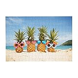 Puzzle für Erwachsene und Kinder, Motiv: Ozean, Strand, Ananas, bedruckt, Holz, 300 Teile, Spielzeug, Geschenk, 38 x 26 cm (L x B)