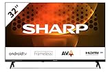 SHARP 32FH6EA HD Ready Frameless Android TV 80cm (32 Zoll), 3X HDMI, 2X USB, Dolby Digital, Active Motion 400