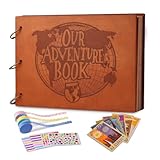 Travel Scrapbooking-Fotoalbum,Unser Abenteuerbuch Scrapbook, mit 3D-Holzeinband,28.3cm x 18.39cm,Globe-Design,DIY Selbstgestalten, für Geburtstags Reisetagebuch, Jub