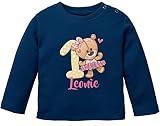 SpecialMe® personalisiertes Baby Langarmshirt mit Namen Geburtstagsshirt Bär Ballerina Zahl 1 Mädchen blau 80/86 (10-15 Monate)