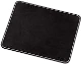 Hama Mauspad (22 x 18 cm, Office Mousepad in Leder Optik, Optimale Gleitfähigkeit, Rutschfeste Unterseite) schwarz