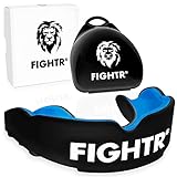 FIGHTR® Premium Mundschutz - ideale Atmung & leicht Anpassbar | Sport Zahnschutz für Boxen, MMA, Muay Thai, Hockey & Kampfsport | inkl. Hygiene Box (SkyBlue Black)