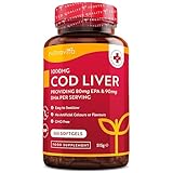Lebertran Kapseln 1000mg - 365 Fischöl Kapseln - Hochwertiges Fish Oil - Hochdosiert Cod Liver Oil + Omega 3, Vitaminen A, D & E - Unterstützt die Herz- und Gehirngesundheit - N