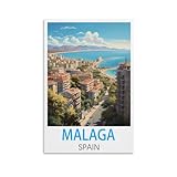 Malaga Spanien Vintage-Reiseposter, 20 x 30 cm, Leinwand, Wandkunst, Wandbild, Gemälde, Dekoration, Wohnzimmer, Schlafzimmer, Dekoration
