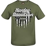 Harley-Davidson Military – Herren Military Green Graphic T-Shirt – Camp Lemonnier | Grunge Pat, military green, Mittel