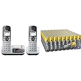 Panasonic KX-TGE522GS DECT Seniorentelefon mit Notruf Silber-schwarz & VARTA Batterien AA, 100 Stück, Power on Demand, Alkaline, 1,5V, Vorratspack in umweltschonender Verpackung
