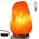KYZO Himalaya Salzlampe mit strapazierfähigem Holzsockel Natürliche Himalayan Salzkristalllampe Hitzebeständige Glühbirne E14 Glühbirnenhalter mit Tastschalter (2-3kg)