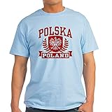 CafePress Polska Polska T-Shirt, 100 % Baumwolle Gr. M, hellblau