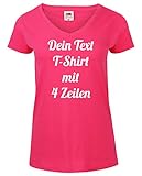 Damen T-Shirt V-Auschnitt Bedrucken mit dem Amazon Tshirt Designer. T-Shirt selber gestalten. T-Shirt Druck. T-Shirt mit Wunschtext. T Shirts sind Ökotex-100 Zertifiziert. Pink M