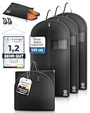 3 x Kleidersack Anzug + Bonus Schuhbeutel - 102 x 60 cm - Kleiderhülle Hält Ein Leben Lang | Anzugtasche - Bis zu 56% Dickeres Material (125 GSM) | Atmungsaktiv & Wasserdicht | Reise Schutzhü