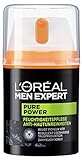 L'Oréal Men Expert Gesichtspflege für Männer, Porenverfeinernde Feuchtigkeitscreme für unreine Haut, Pure Power Feuchtigkeitspflege Anti-Hautunreinheiten, 1x 50ml