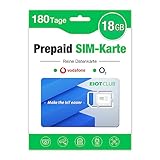 EIOTCLUB Prepaid SIM Karte ohne Vertrag, Kompatibel mit Vodafone & O2 Netz, 18GB for 180 Tage, Nur D