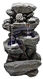 Möbelbörse LED Gartenbrunnen Wasserfall 60cm Kaskadenbrunnen Zierbrunnen Zimmerbrunnen Brunnen Wasserspiel XL Steinoptik - mit 12 LED's | Indoor/Outdoor