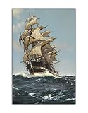 LYML Ölgemälde-Poster mit Vintage-Ozean-Muster, Segelschiff, Wandkunstdruck, Leinwand-Kunstdruck, moderne Raumdekoration, Wandbild (70 x 106 cm), kein Rahmen
