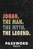 Password book Jonah Graphic Gift The Man The Myth The Legend Quote: Xmas,Halloween,2021,2022,Christmas Gifts,Thanksgiving,Small password notebook,Password book mini