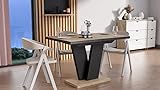 Design Esstisch Tisch MA-444 Hochglanz ausziehbar 120 bis 200 cm, Farbe:Eiche Lancelot - Schwarz matt