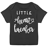 Statement Sprüche Baby - Little Heart Breaker weiß - 56-62 - Schwarz - Geschenk - E110B - Kurzarm Baby-Shirt Jungen und Mädchen