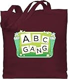 Shirtracer Scrabble Tasche - ABC Gang - Unisize - Bordeauxrot - Geschenk - WM101 - Stoffbeutel aus Baumwolle Jutebeutel lange Henkel