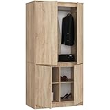 BDW 4-Türiger Kleiderschrank - Großes Fassungsvermögen - Elegantes, vielseitiges Design - Universell einsetzbar - Für Schlafzimmer, Wohnzimmer, Büro - 90 cm - mit 4 Fachböden - Eiche S