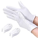 Nabance 24 STK Weiße Baumwollhandschuhe, Ultra Stretch Handschuhe Baumwolle Stoff Handschuhe, Weiche Trikothandschuhe100% Baumwolle weiche und Atmungsaktiv für Hautpflege, ägliche Arbeit (12 Paar)