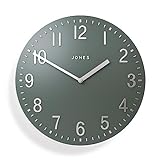 Jones Clocks® Chilli Convex Wanduhr - Runde Konvexe Uhr - Freiliegende Wanduhr - Moderne Wanduhr - Minimale Wanduhr - Einzigartige Uhr - Perfekt als Küchenuhr - 30 cm Uhr (Matt Grün)