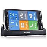 Funker E500i Easy SMART Smartphone 4G mit Whatsapp für Senioren, SOS-Taste, physische Tasten für einfachere Bedienung, Ladestation, XXL-Symbole, 5,5' HD-Zoll-Display, Schw