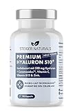 Steiger Naturals Hyaluronsäure Kapseln – Hochdosiert: 510 mg. 90 Stück (3 Monate). Mit Ceramiden und Vitamin C, B12, Zink. Hyaluron Kapseln mit 500-700 kDa und Vegan