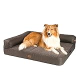 JAMAXX Premium 2-in-1 Hunde-Sofa - Orthopädisch Memory Visco, Abnehmbare Polster, Abnehmbarer Bezug Waschbar, Hochwertiger Stoff mit viel Eleganz, Weiches Lammfell/Sherpa, PDB3014 (L) 120x90 braun