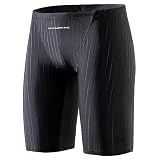 MY KILOMETRE Herren Jammers Lang Badehose Schwimmen Badeanzug Jammer (DE/NL/SE/PL, Alphanumerisch, M, Regular, Regular, Pures Schwarz)