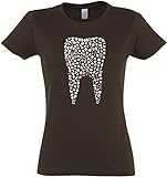 Ladies T-Shirt Zahn aus Symbolen S bis XXL (Dunkelbraun, XL)