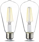 Amazon Basics LED-Leuchtmittel im Vintage-Stil, ST64, Edison-Sockel E27, 7 W (entspricht 60-W-Glühbirne), nicht dimmbar, klares Filament, 2 Stück