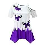 Pullover Mit V Ausschnitt Damen Frauen-T-Shirt Schmetterlingsdruck Norweger Pullover Damen