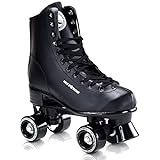 Nils Extreme Rollschuhe für Damen Mädchen und Kinder NQ8400S - Quad Roller aus Kunstleder – Disco Skates - Rollerskates 37 - Schwarz