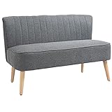 HOMCOM 2-Sitzer Couch Stoffsofa Polstersofa Sitzmöbel Holz hellgrau 117 x 56,5 x 77 cm