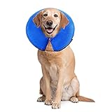 PET SPPTIES aufblasbar Halsband für Haustier Hund Katze bequem weich Recovery Schwimmen Schutz-mit Magic Reißverschluss für Haustier Hund Nackenschutz Kissen PS005 (L/Blue)